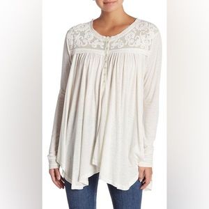 Free People To The Sea Pullover Blouse in Ivory